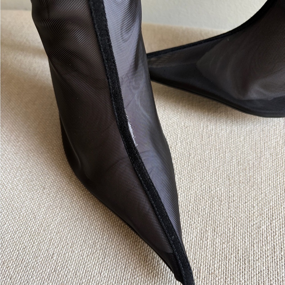 NIB! JEFFREY CAMPBELL Peepshow Black Mesh Suede Combo Boots Size 7.5 - Picture 4 of 7